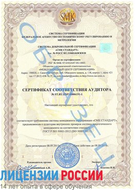 Образец сертификата соответствия аудитора №ST.RU.EXP.00006191-1 Адлер Сертификат ISO 50001